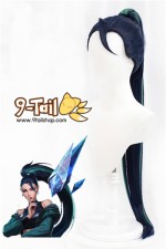 โพนี่เทลยาว มัดรวม+คลิป สีน้ำเงินเข้มแซมเขียว ไคสะ (Kai’Sa) League of Legends KDA The Baddest